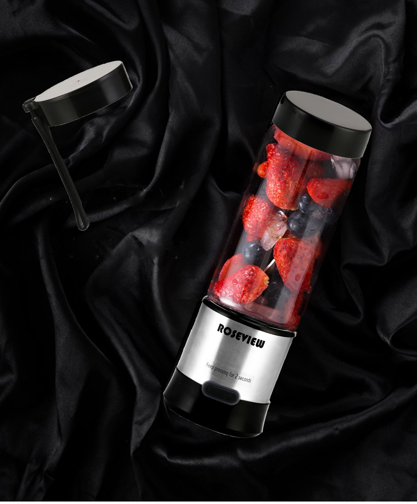 ROSEVIEW Blender Smoothie Portable for smoothies Glass bottle Mini USB rechargeable Handheld 2 Speed battery powered hand jet blend Shakes Cup mélangeur fruit juicer (US, Stainless)