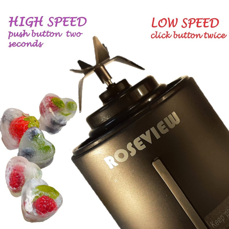 ROSEVIEW Portable Smoothie blender Glass bottle High Borosilicate Heat resist Mini rechargeable Handheld Ice crushing Shakes Cup USB juicer Cordless Personal smoothies maker Fruit mixer Juice sport travel healthy smoothy