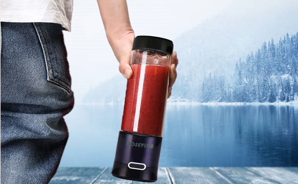 ROSEVIEW Blender Smoothie Portable for smoothies Glass bottle Mini USB rechargeable Handheld 2 Speed battery powered hand jet blend Shakes Cup mélangeur fruit juicer