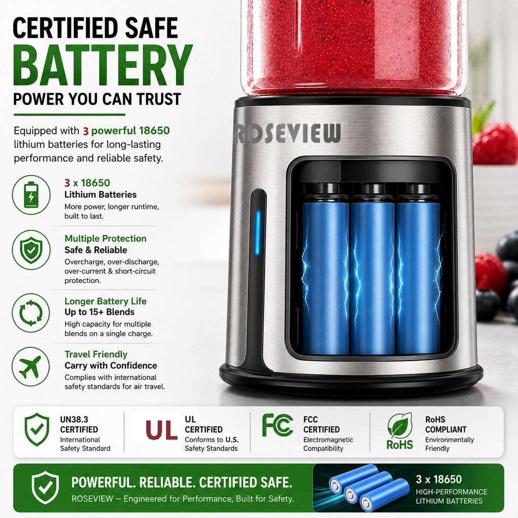 Portable Smoothie blender ROSEVIEW Glass bottle 200W Power USB rechargeable mini Handheld Ice Shakes Cup blend juicer Cordless blender Personal smoothies maker Fruit mixer