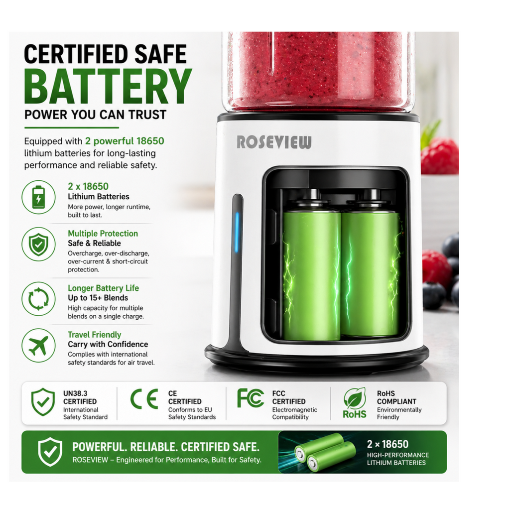ROSEVIEW Blender Smoothie Portable jet blend smoothies Glass bottle Mini USB rechargeable Handheld battery hand Mixer Cup juicer Cordless (CA)