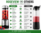 ROSEVIEW Blender Smoothie Portable pour smoothies Bouteille en verre Mini USB rechargeable Portable 2 vitesses alimenté par batterie jet manuel mélangeur Shakes Cup mélangeur presse-agrumes (CA, Inox) 