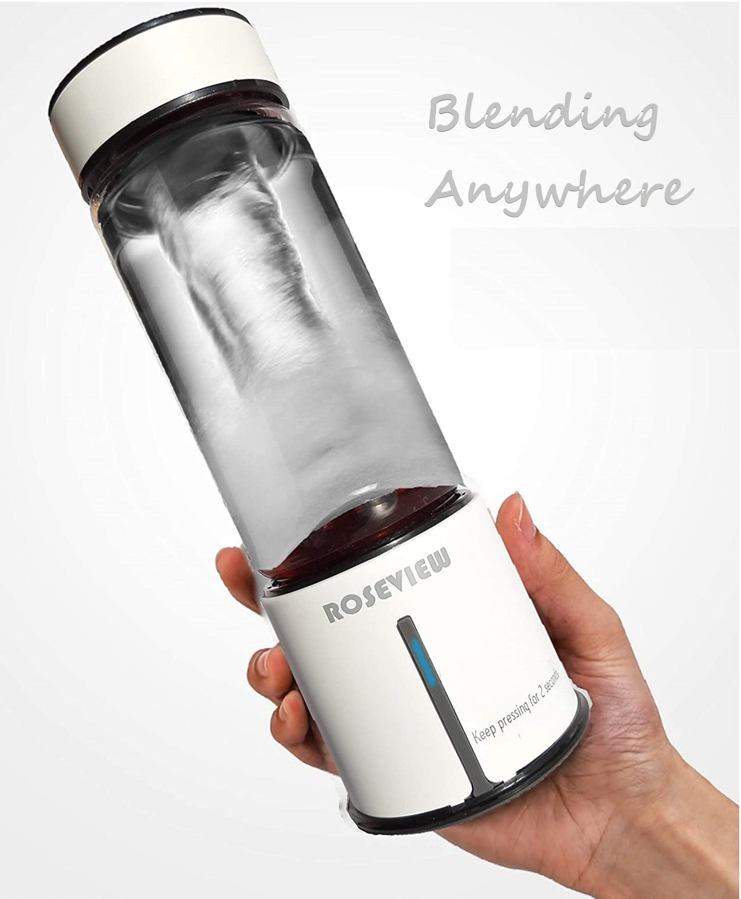 ROSEVIEW Blender Smoothie Portable jet blend smoothies Glass bottle Mini USB rechargeable Handheld 2 speed battery powered hand Mixer Shakes Cup fruit juicer Cordless maker (CA, White)