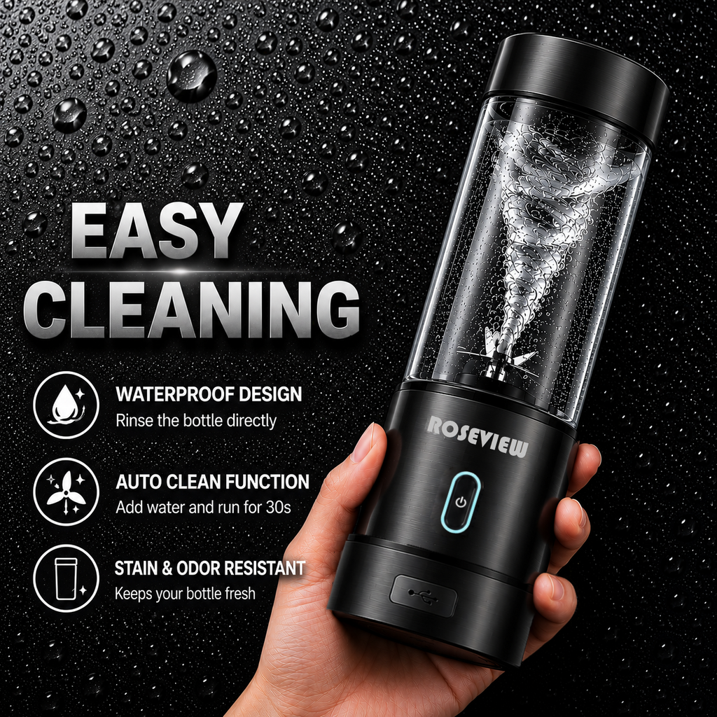 Portable Smoothie blender ROSEVIEW Glass bottle 200W Power USB rechargeable mini Handheld Ice Shakes Cup blend juicer Cordless blender Personal smoothies maker Fruit mixer
