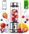 Portable Smoothie blender ROSEVIEW Glass bottle 200W Power USB rechargeable mini Handheld Ice Shakes Cup blend juicer Cordless blender Personal smoothies maker Fruit mixer