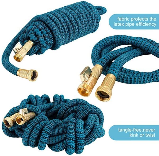 Garden Hose Expandable 50ft 75ft 100ft 150ft 200ft Expanding 50 75 feet 100 foot 150 200 ft (CA, LakeBlue)