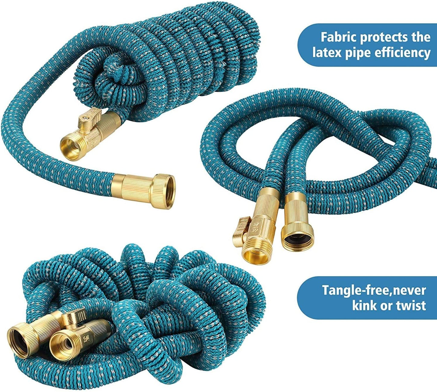 Garden Hose Expandable 50ft75ft 100ft 150ft 200ft Expanding 50 75 feet 100 foot 150 200 ft (CA, SkyBlue)