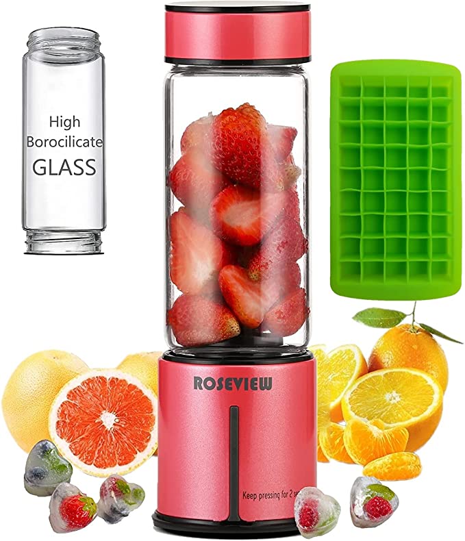 Portable Blender for Smoothies Glass Bottle Mini Smoothie Juicer Smoothies Mixer Cordless handheld juicer Maker jet blend Shake Cup USB Rechargeable jar Travel Fruit Personal battery powered