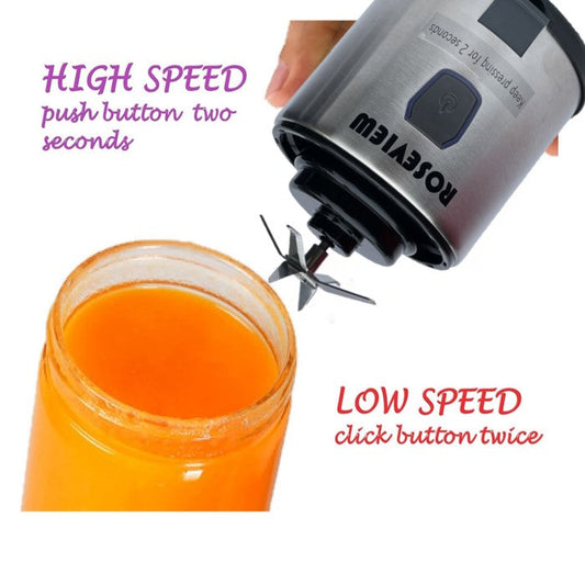 ROSEVIEW Blender Smoothie Portable pour smoothies Bouteille en verre Mini USB rechargeable Portable 2 vitesses jet blender alimenté par batterie Shakes Cup presse-agrumes à fruits (US, BlackSteel) 