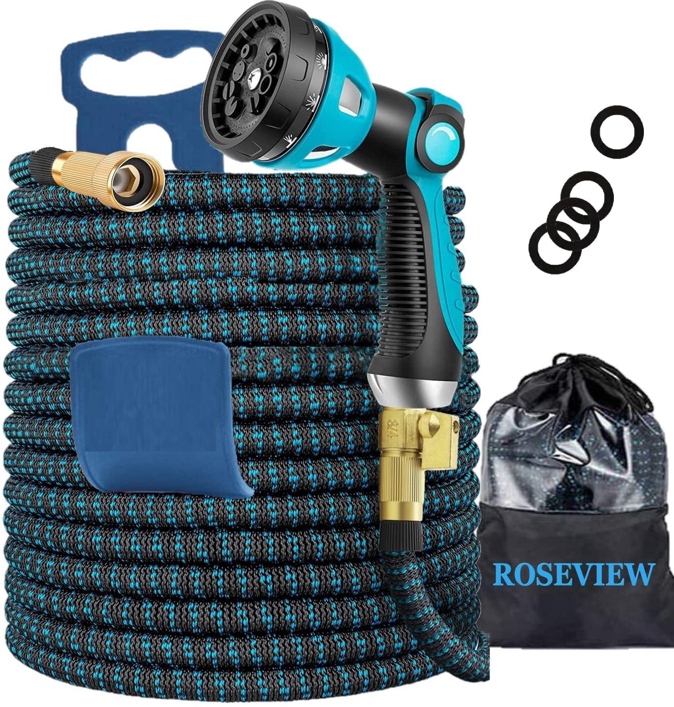 Garden Hose Expandable 50ft 75ft 100ft 150ft 200ft Expanding 50 75 feet 100 foot 150 200 ft (CA, DarkBlue)